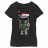 Girl’s Star Wars Boba Fett Santa Hat Cartoon T-Shirt