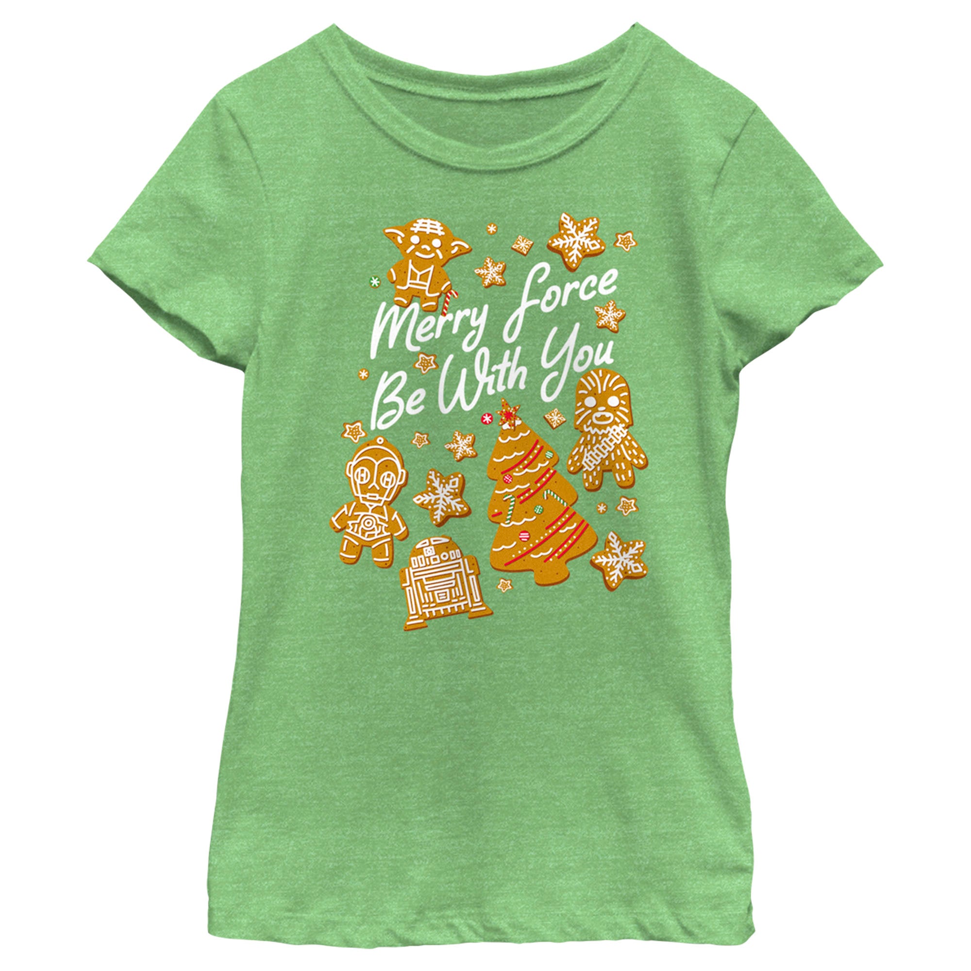 Girl's Star Wars Christmas Force Be With You T-Shirt Girl's Star Wars Christmas Force Be With You T-Shirt