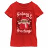 Girl’s Star Wars The Mandalorian Christmas Grogu Galaxy’s Greetings Cute T-Shirt