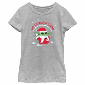 Girl’s Star Wars The Mandalorian Christmas Grogu Up to Snow Good T-Shirt