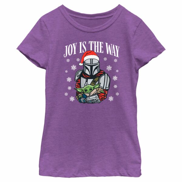 Girl’s Star Wars The Mandalorian Christmas Grogu and Din Djarin Joy is the Way T-Shirt