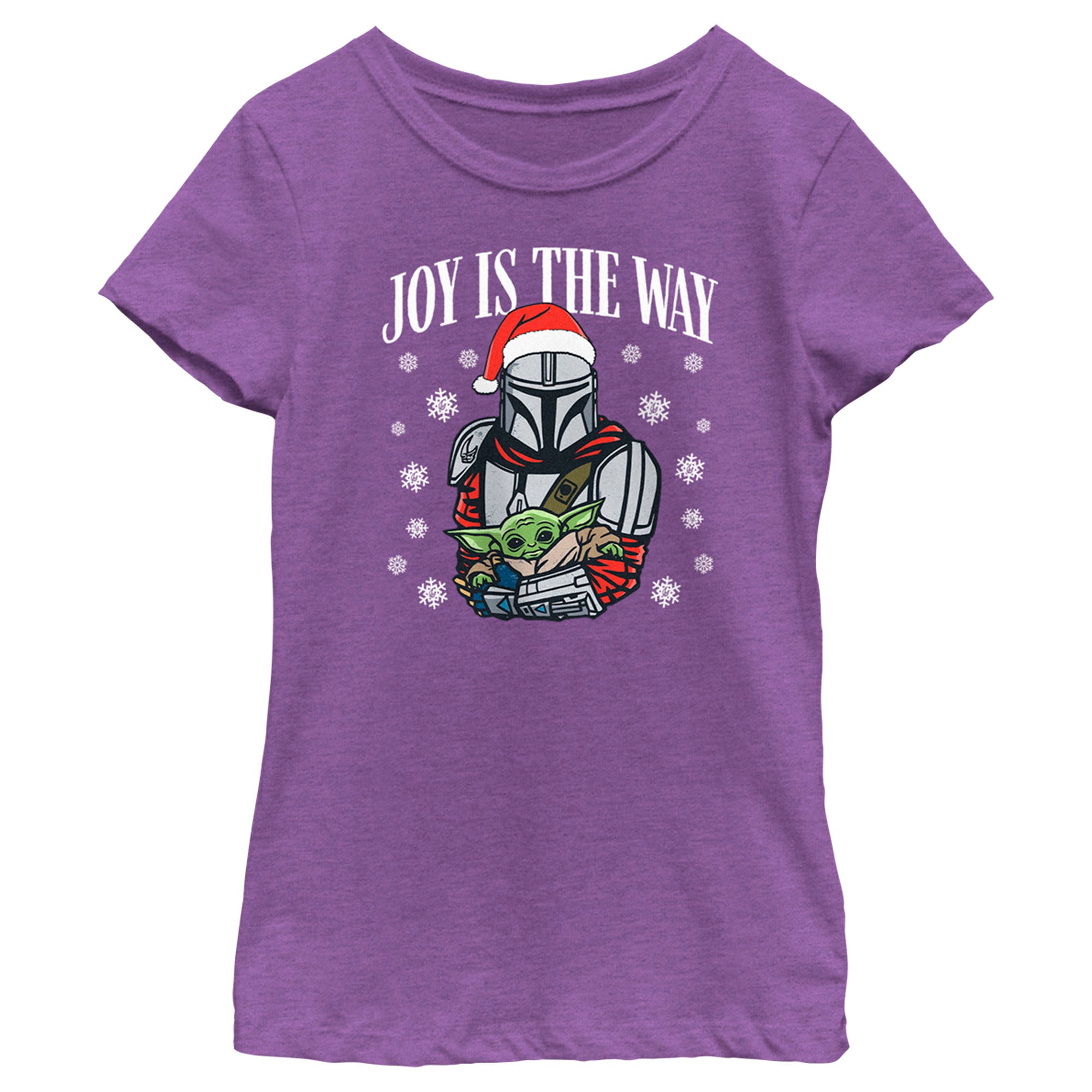 Girl's Star Wars The Mandalorian Christmas Grogu and Din Djarin Joy is the Way T-Shirt Girl's Star Wars The Mandalorian Christmas Grogu and Din Djarin Joy is the Way T-Shirt