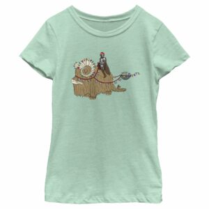 Girl’s Star Wars The Mandalorian Christmas Lights Bantha T-Shirt