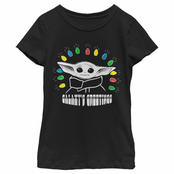Girl’s Star Wars The Mandalorian Christmas The Child Galaxy’s Greetings T-Shirt