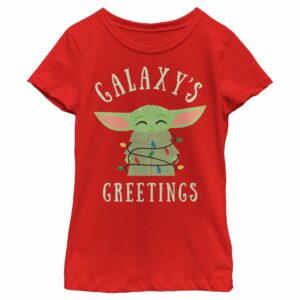 Girl’s Star Wars The Mandalorian Christmas The Child Greetings T-Shirt