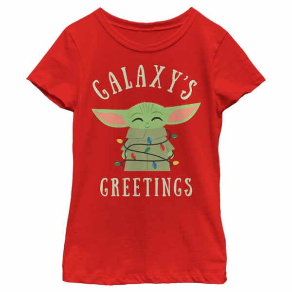 Girl’s Star Wars The Mandalorian Christmas The Child Greetings T-Shirt