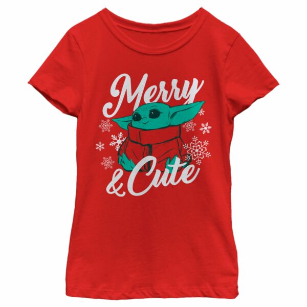 Girl’s Star Wars The Mandalorian Christmas The Child Merry and Cute T-Shirt