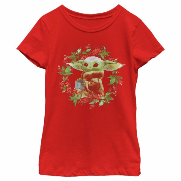 Girl’s Star Wars The Mandalorian Christmas The Child Wreath T-Shirt