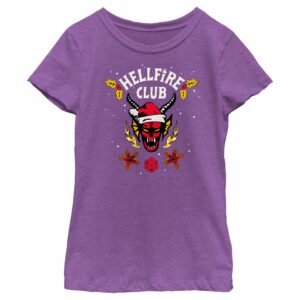 Girl’s Stranger Things Christmas Hellfire Club Logo T-Shirt