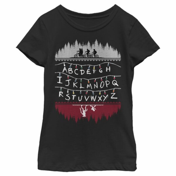 Girl’s Stranger Things Christmas Light Message T-Shirt