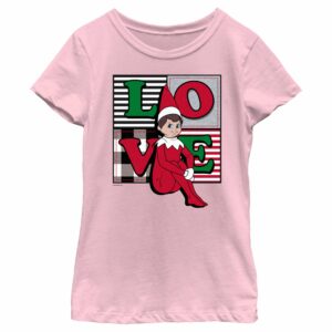 Girl’s The Elf on the Shelf Plaid Love T-Shirt