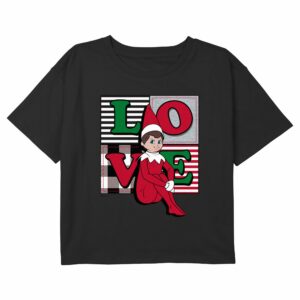 Girl’s The Elf on the Shelf Plaid Squares Love T-Shirt