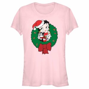 Junior’s Betty Boop Christmas Characters Wreath T-Shirt