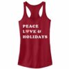 Junior’s CHIN UP Christmas Peace & Love Racerback Tank Top