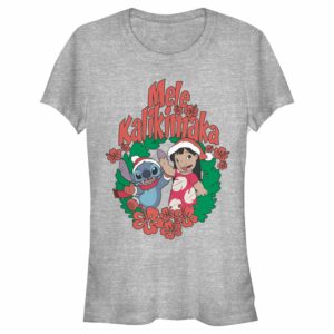 Junior’s Lilo & Stitch Mele Kalikimaka Christmas T-Shirt