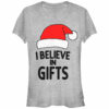 Junior’s Lost Gods Christmas Believe in Gifts T-Shirt
