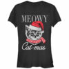 Junior’s Lost Gods Christmas Cat Meowy Catmas T-Shirt