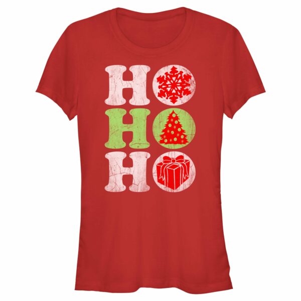 Junior’s Lost Gods Christmas Distressed Ho Ho Ho T-Shirt