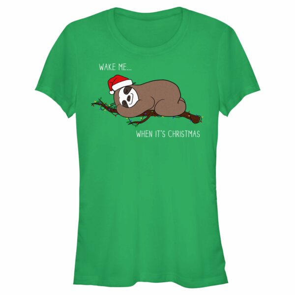 Junior’s Lost Gods Christmas Wake Me Sloth T-Shirt