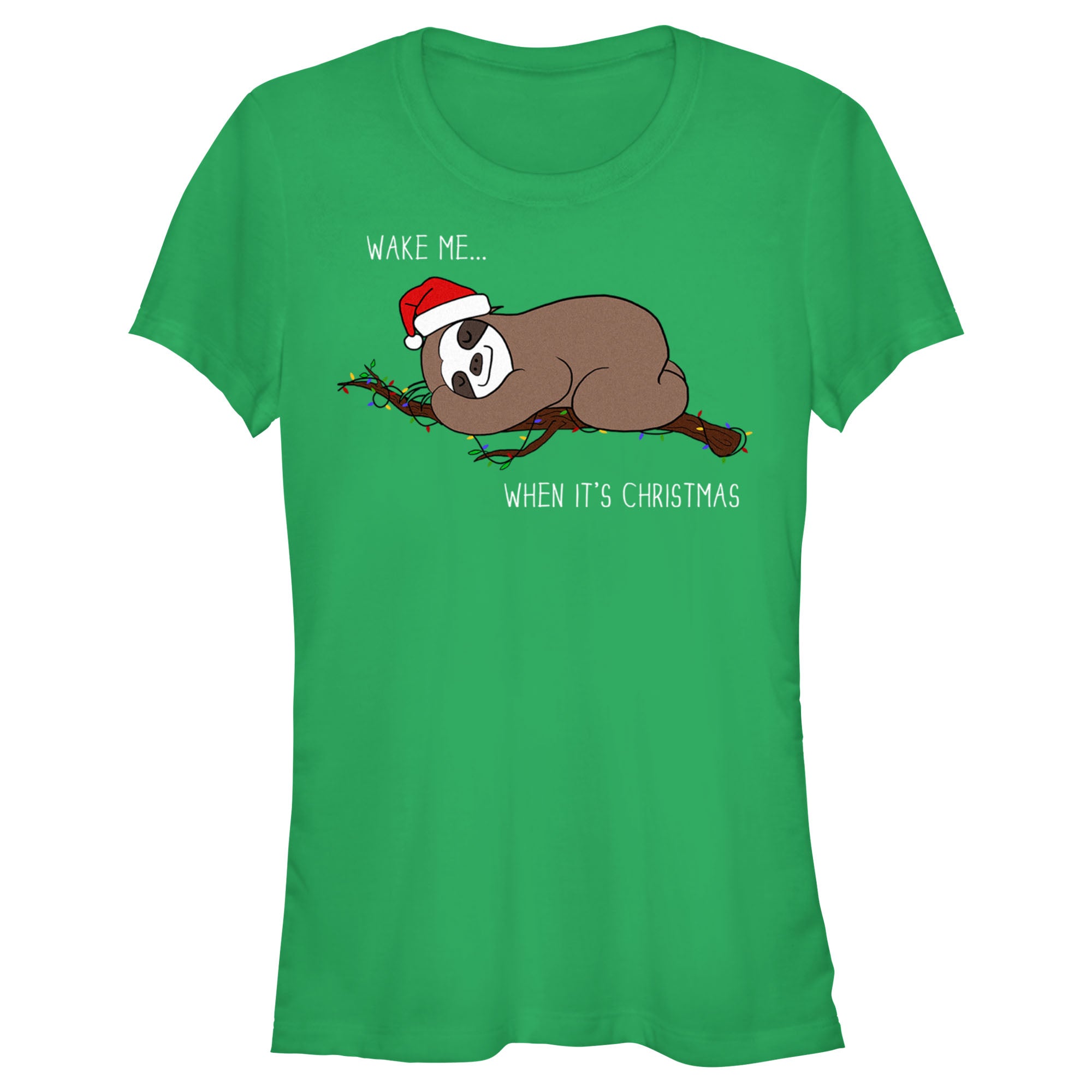 Junior's Lost Gods Christmas Wake Me Sloth T-Shirt Junior's Lost Gods Christmas Wake Me Sloth T-Shirt