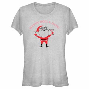 Junior’s Lost Gods Happy Holla Days Cartoon Santa T-Shirt
