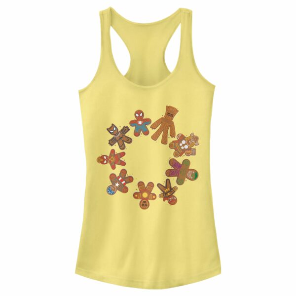 Junior’s Marvel Christmas Gingerbread Cookie Circle Racerback Tank Top
