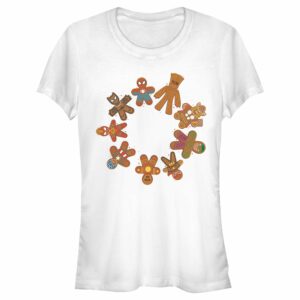 Junior’s Marvel Christmas Gingerbread Cookie Circle T-Shirt