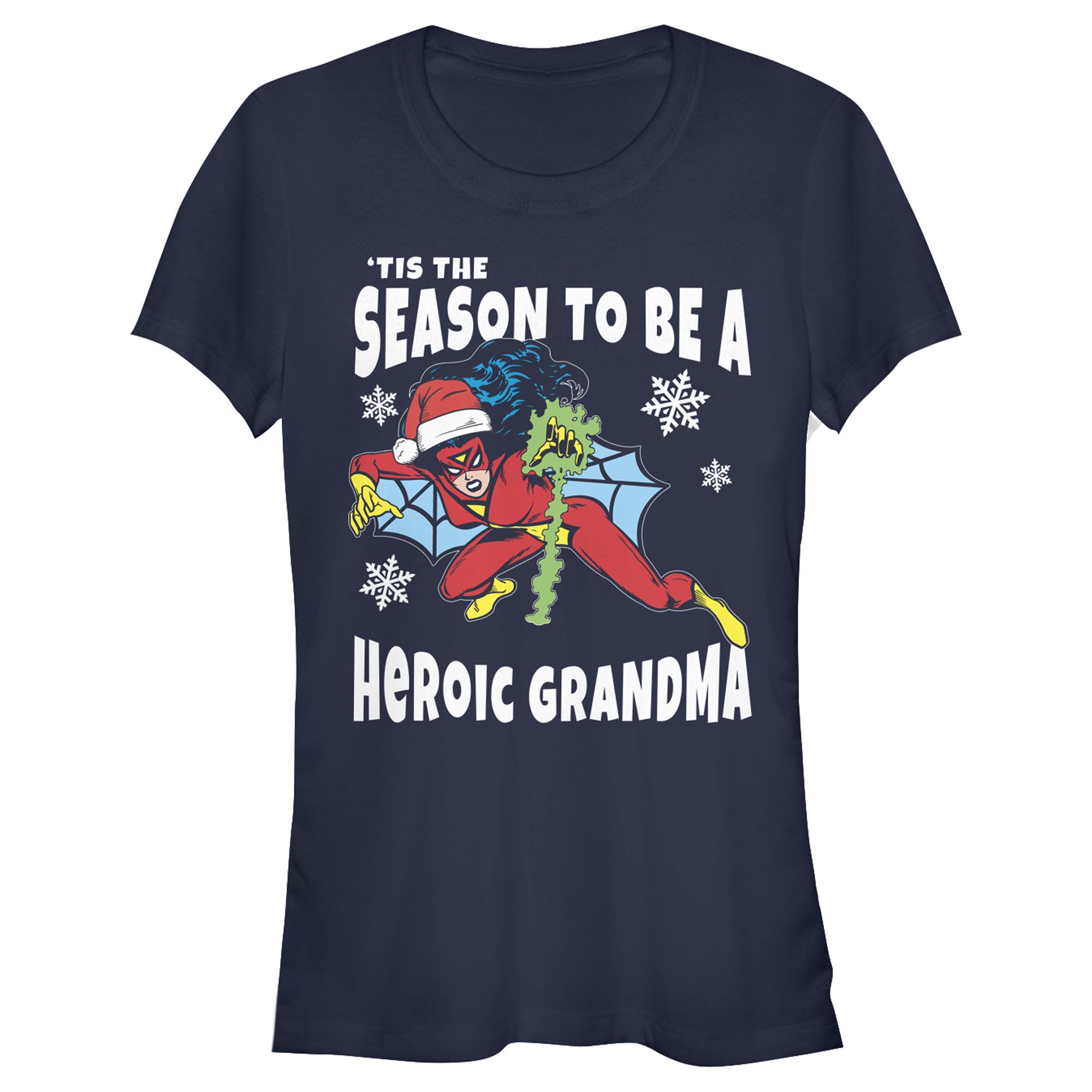Junior's Marvel Christmas Spider-Woman Heroic Daughter T-Shirt Junior's Marvel Christmas Spider-Woman Heroic Daughter T-Shirt