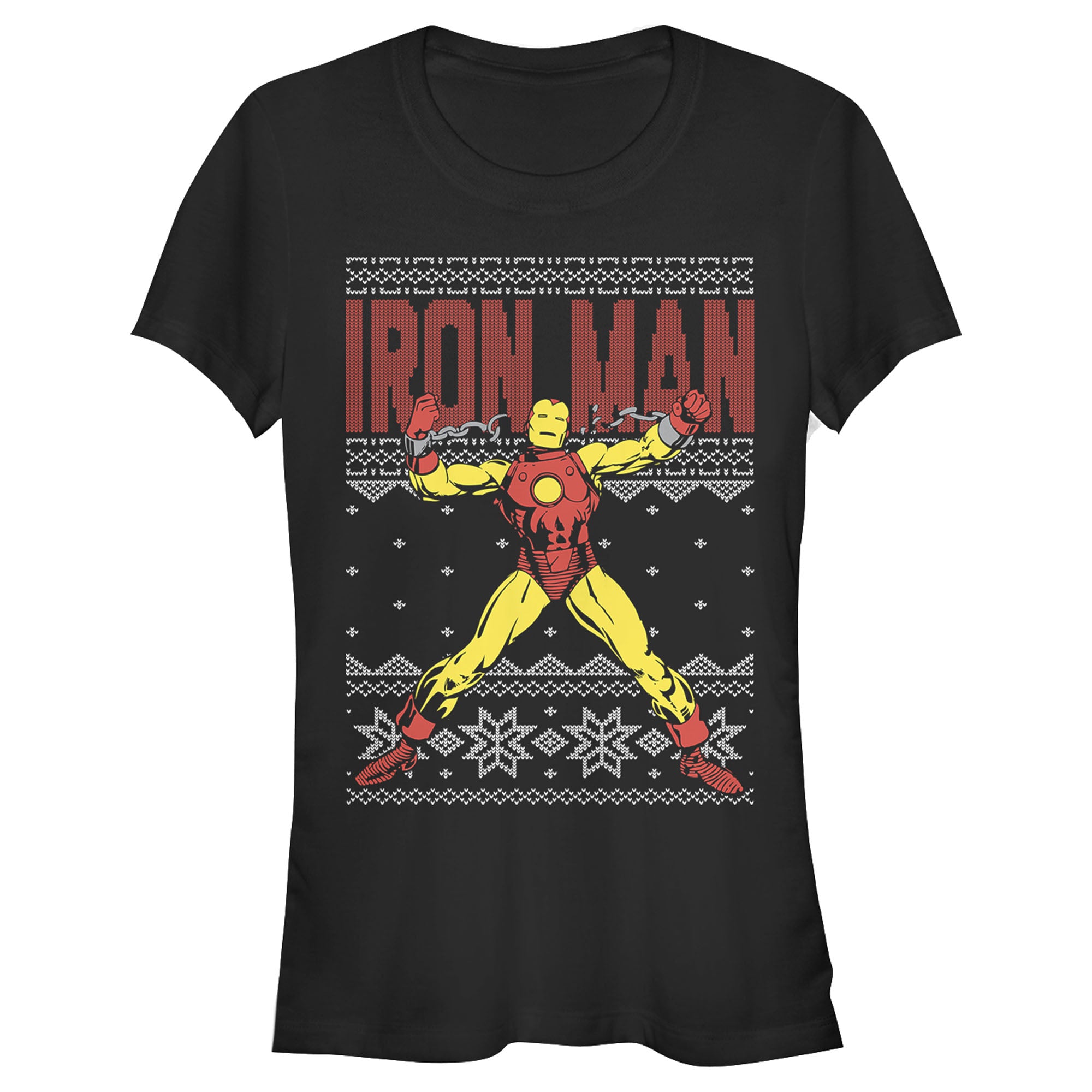 Junior's Marvel Ugly Christmas Iron Man T-Shirt Junior's Marvel Ugly Christmas Iron Man T-Shirt