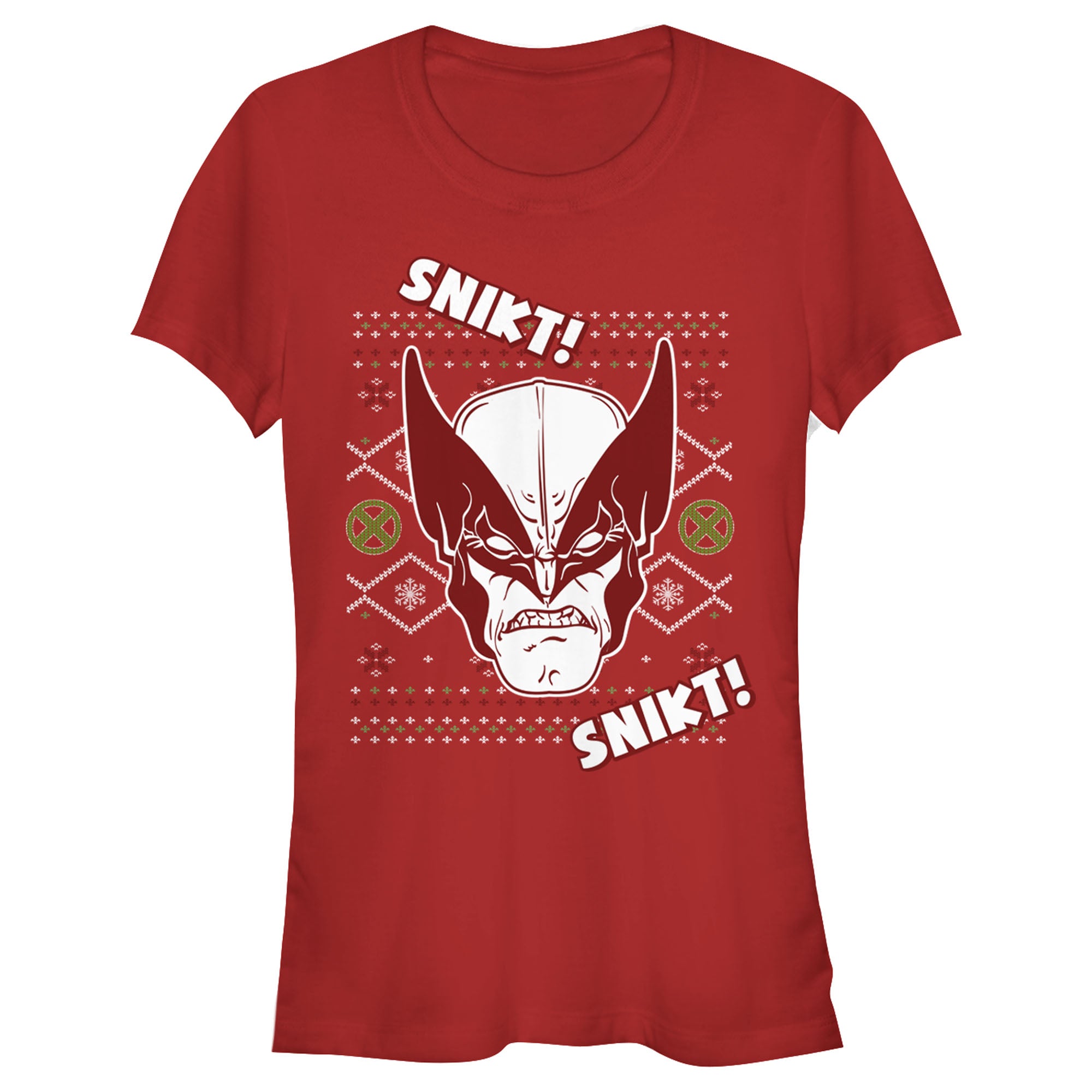 Junior's Marvel X-Men Wolverine Snikt Ugly Sweater T-Shirt Junior's Marvel X-Men Wolverine Snikt Ugly Sweater T-Shirt