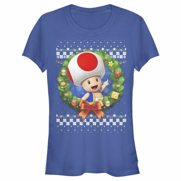 Junior’s Nintendo Christmas Toad Wreath T-Shirt