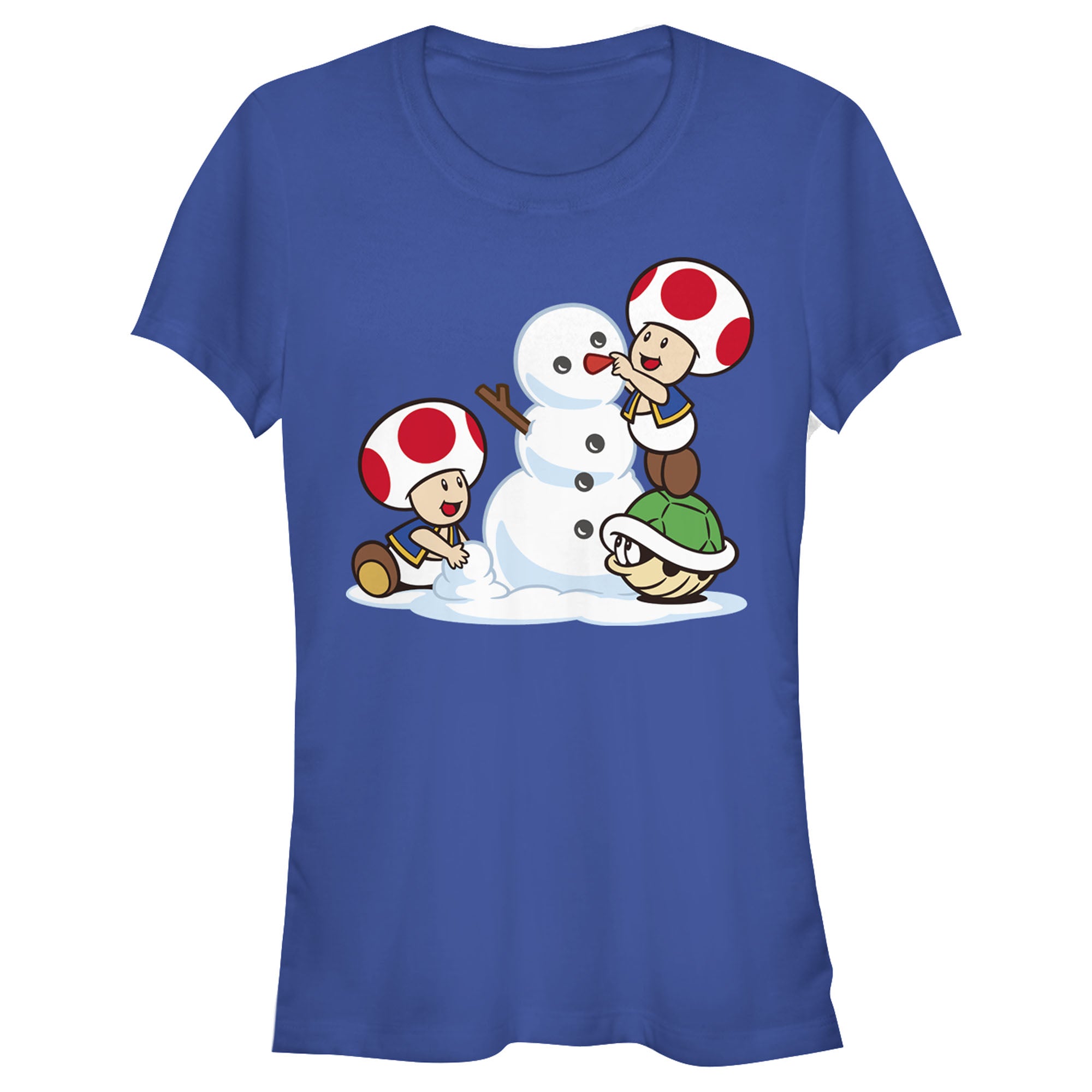Junior's Nintendo Toad Snowman T-Shirt Junior's Nintendo Toad Snowman T-Shirt