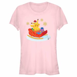 Junior’s Pokemon Christmas Pikachu Sleigh T-Shirt