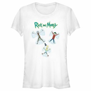Junior’s Rick and Morty Christmas Snow Angels T-Shirt