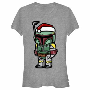 Junior’s Star Wars Boba Fett Santa Hat Cartoon T-Shirt