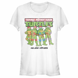 Junior’s Teenage Mutant Ninja Turtles Distressed Holiday Heroes T-Shirt