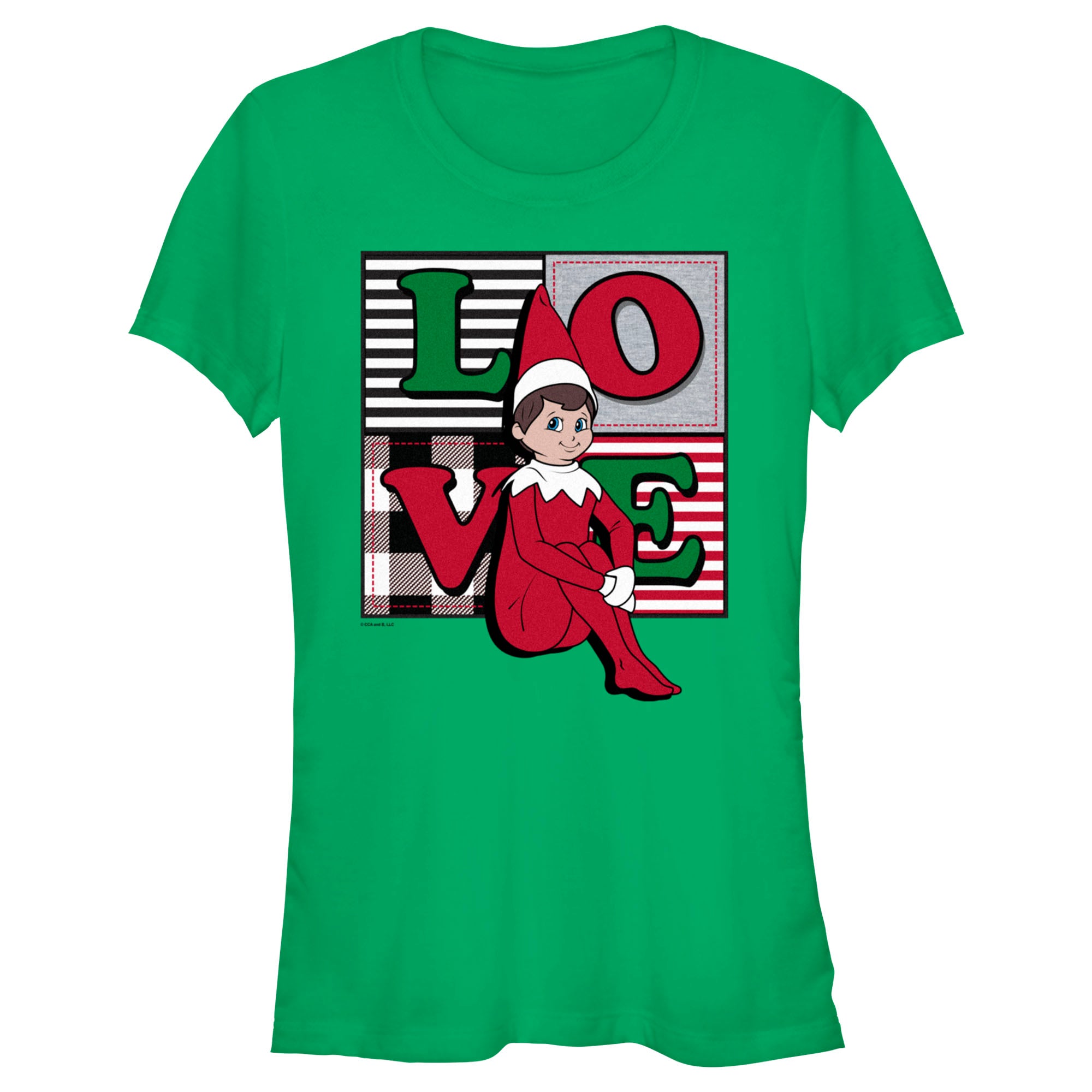 Junior's The Elf on the Shelf Plaid Love T-Shirt Junior's The Elf on the Shelf Plaid Love T-Shirt