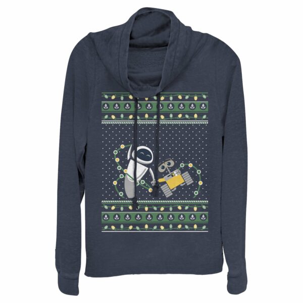 Junior’s Wall-E Ugly Christmas Robots Cowl Neck Sweatshirt