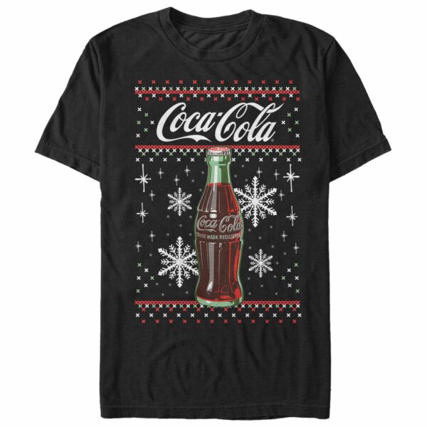 Men_s Coca Cola Christmas Bottle Snowflake T-Shirt