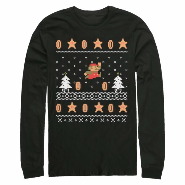 Men_s Nintendo Ugly Christmas Mario Coin Long Sleeve Shirt