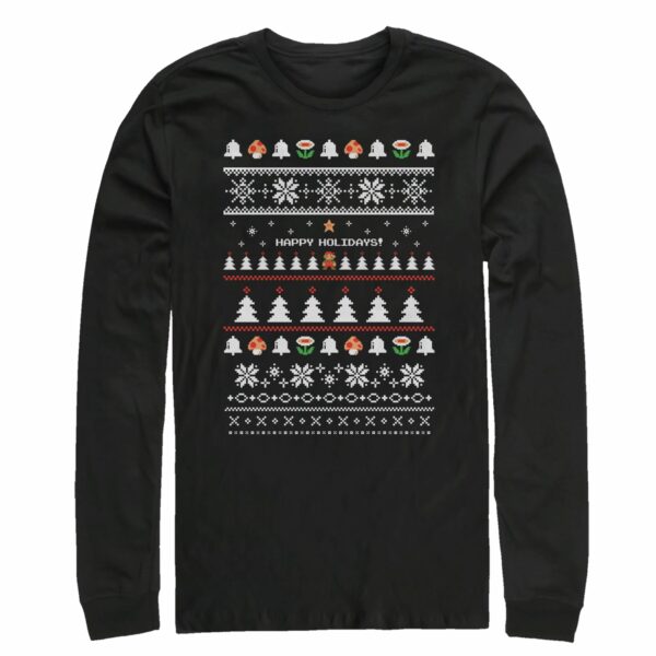 Men_s Nintendo Ugly Mario Holiday Sweater Long Sleeve Shirt
