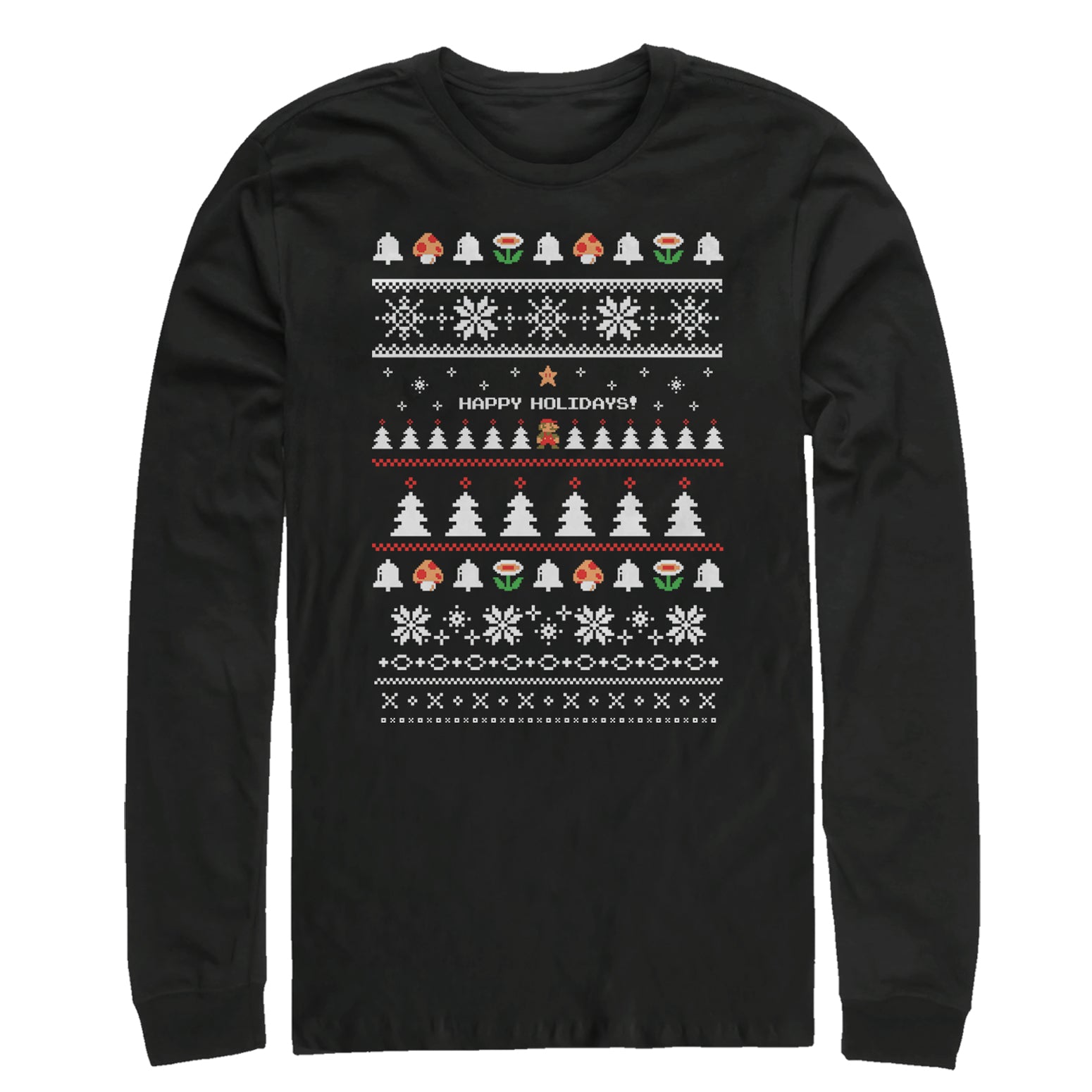 Men_s Nintendo Ugly Mario Holiday Sweater Long Sleeve Shirt Men_s Nintendo Ugly Mario Holiday Sweater Long Sleeve Shirt