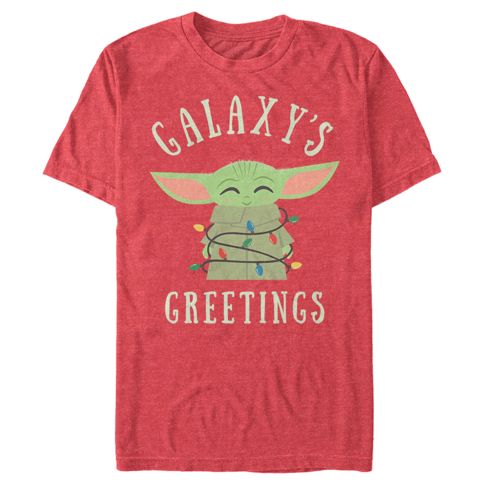 Men_s Star Wars The Mandalorian Christmas The Child Greetings T-Shirt Men_s Star Wars The Mandalorian Christmas The Child Greetings T-Shirt
