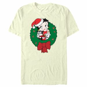 Men’s Betty Boop Christmas Characters Wreath T-Shirt