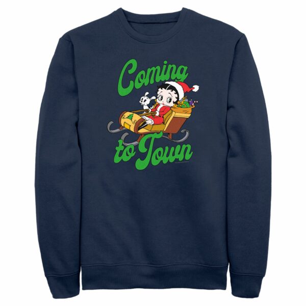 Men’s Betty Boop Christmas Coming to Town Pudgy Sweatshirt