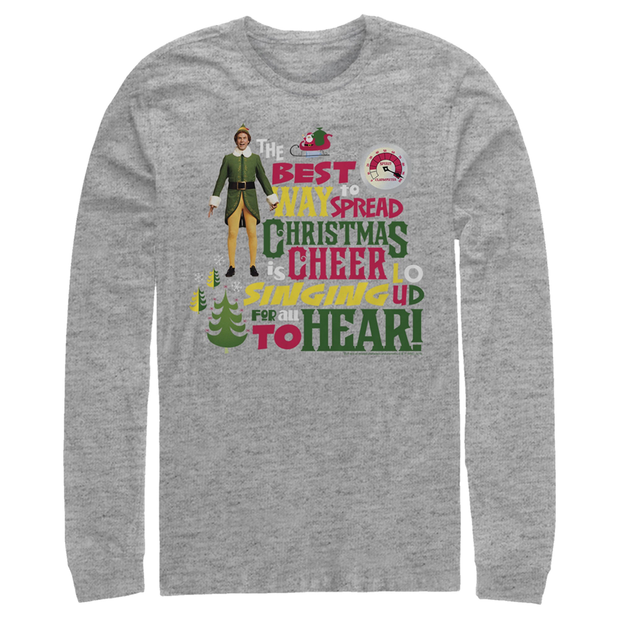 Men's Elf Christmas Cheer Loud Singing Long Sleeve Shirt Men's Elf Christmas Cheer Loud Singing Long Sleeve Shirt