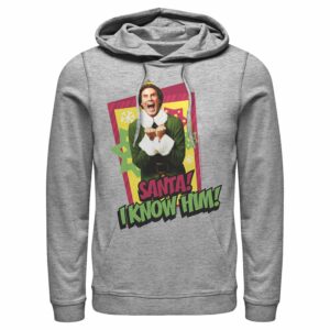 Men’s Elf Santa I Know Him Quote Pull Over Hoodie