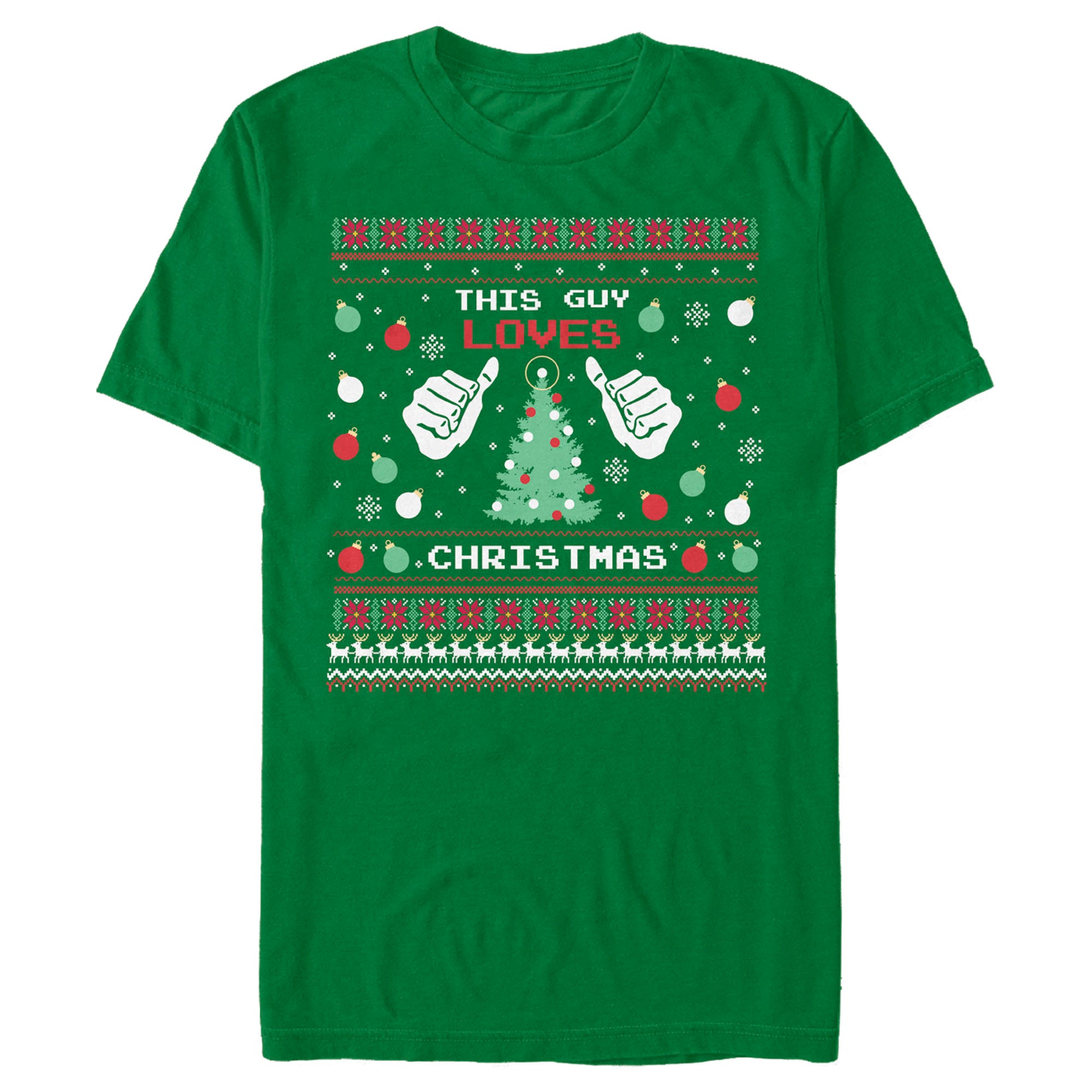 Men's Lost Gods This Guy Loves Christmas Sweater Print T-Shirt Men's Lost Gods This Guy Loves Christmas Sweater Print T-Shirt