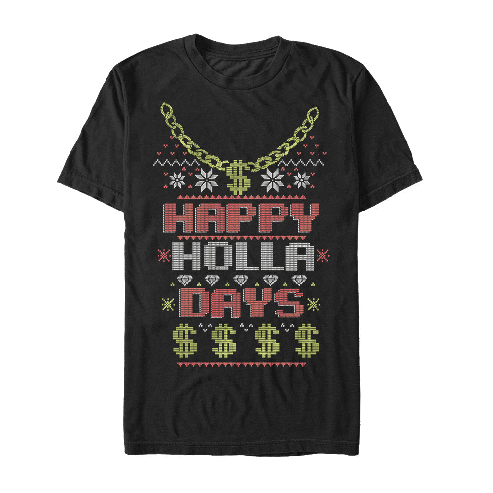 Men's Lost Gods Ugly Christmas Happy Holla Days T-Shirt Men's Lost Gods Ugly Christmas Happy Holla Days T-Shirt