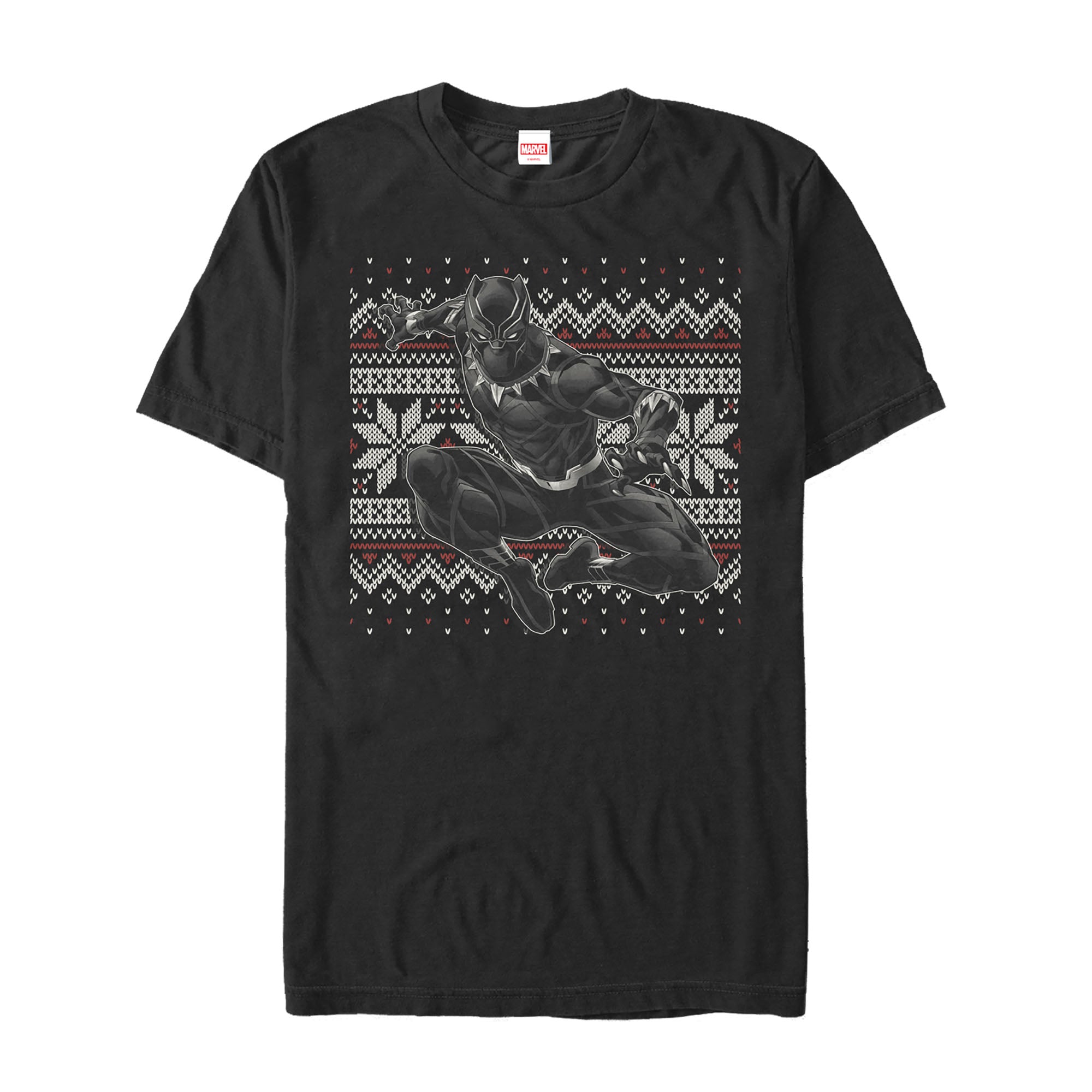 Men's Marvel Black Panther Knit Pattern Print T-Shirt Men's Marvel Black Panther Knit Pattern Print T-Shirt